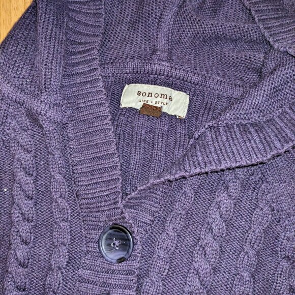 Sonoma Purple Knit Button Sweater - Picture 6 of 8